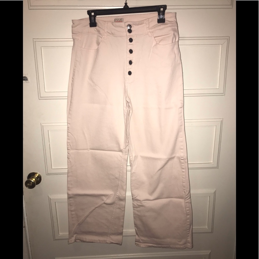 Blush pink high waist wide leg pants